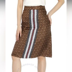 Burberry A-line Monogram Stripe Print Silk Skirt